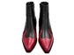 Black And Red Leather Slip On Flames Chelsea With Zipper Pointed Boots - Boots