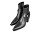 Black Leather Slip On Harness Chelsea With Zipper Pointed Boots - Boots