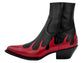 Black And Red Leather Slip On Flames Chelsea With Zipper Pointed Boots - Boots