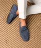 Steel Blue Italian Suede Ophelia Driving Loafers - Loafers Shoes