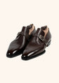 Dark Brown Arca Leather Single Buckle Monk Straps Shoes - Formals Shoes - Monk Shoes