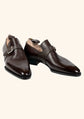 Dark Brown Arca Leather Single Buckle Monk Straps Shoes - Formals Shoes - Monk Shoes