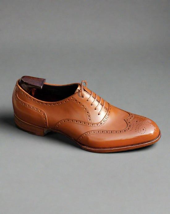 TAN LEATHER MODENA BROGUE WINGTIP OXFORD SHOE-FORMAL SHOES