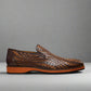 Tan And Brown Braided Leather Loafers - Loafers Shoes