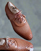 Tan Braided Leather Evora Brogue Oxfords - Formal Shoes
