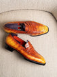 Tan Italian Croc Leather Patina Emeric Slip On Penny Loafers - Loafers
