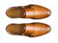 Tan Italian Suede Leather Double Monkstrap Shoes With Sneakers Sole  - Leather Shoes