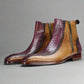 Tan Leather And Burgundy Croc  Draven Zipper Boots - Boots