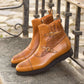 Tan Leather And Tan Crocodile Print Italian Leather Campinas Slip On Zipper Boots - Alligator Print - Boots