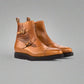Tan Leather And Tan Crocodile Print Italian Leather Campinas Slip On Zipper Boots - Alligator Print - Boots