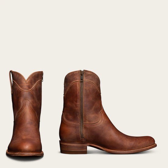 Tan Leather Barstow Slip On Zipper Western Cowboy Boots - Cowboy Boots