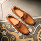 Tan Leather Davos Driving Loafers - Loafers