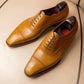 Tan Leather Isolde Brogue Toe Cap Oxfords - Formal Shoes
