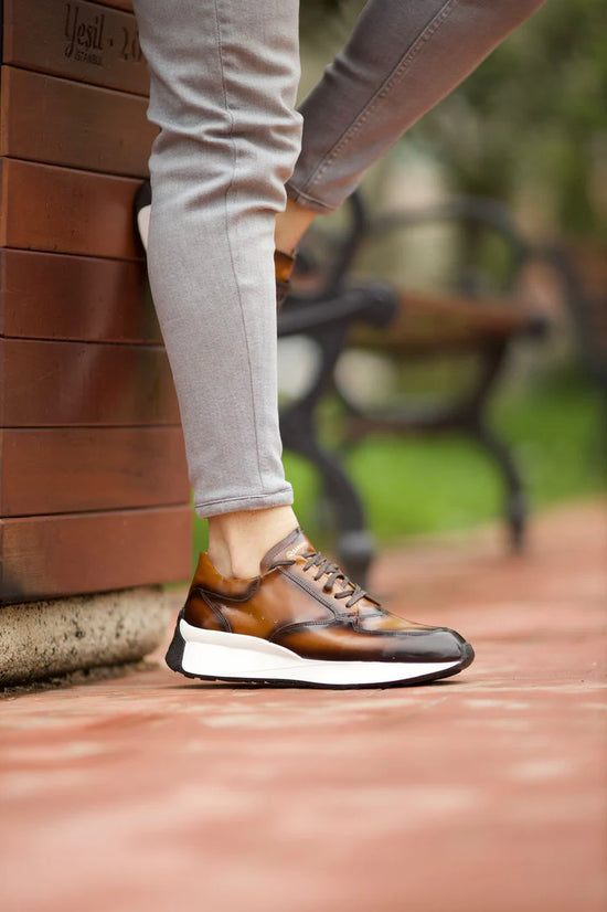 Tan Leather Labasa Lace Up Running Sneakers - Sneaker Shoes