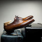 Tan Leather and Suede Cedara Brogue Wingtip Oxfords - Formal Shoes