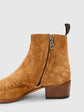 Tan Suede Leather Slip On Whipstitch Chelsea Boots With Zipper - Boots