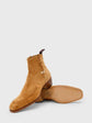 Tan Suede Leather Slip On Whipstitch Chelsea Boots With Zipper - Boots