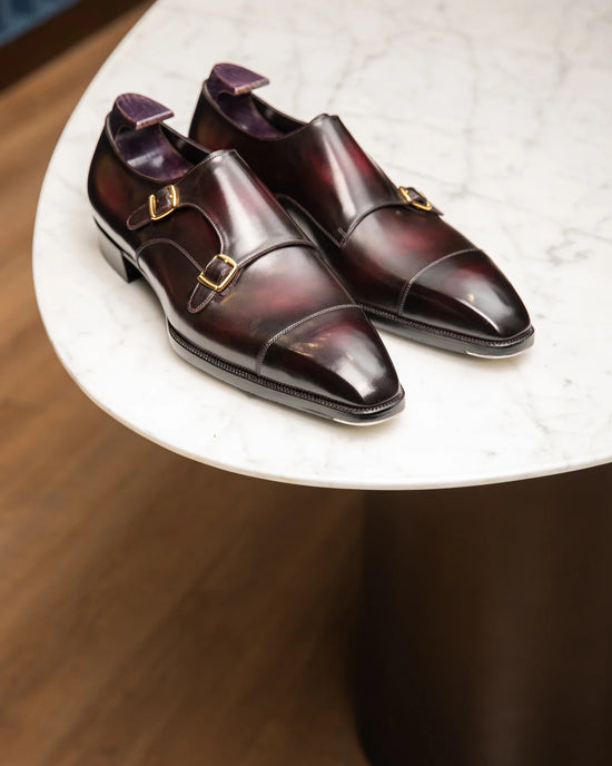 Tan and Brown Leather Classic Crusaders Castle Double Monk Straps Shoes -  Monk Shoes