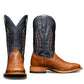 Tan and Navy Blue Leather Bartlett Slip On Western Cowboy Boots - Cowboy Boots