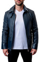 Tresser Blue Leather Jacket Mens - Leather Jackets
