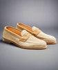 Two-Tone Penny Loafer Beige And Brown Italian Suede - Loafers