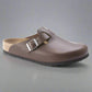Vintage Brown Leather Pedestal Platforms Clogs - Clogs