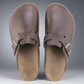 Vintage Brown Leather Pedestal Platforms Clogs - Clogs