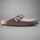 Vintage Brown Leather Pedestal Platforms Clogs - Clogs