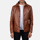 Waffle Brown Leather Jacket - Leather Jackets