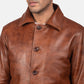 Waffle Brown Leather Jacket - Leather Jackets