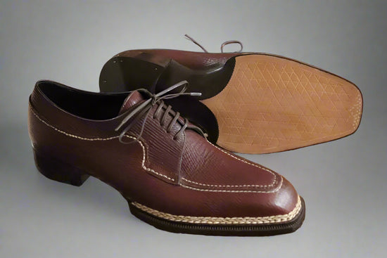 Walnut Brown Leather Stitched Derby Oxfords - Formal Shoes