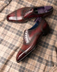 Burgundy Leather Isolde Brogue Toe Cap Oxfords - Formal Shoes