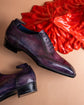 Purple Leather Isolde Brogue Patina Finish Wingtip Oxfords - Formal Shoes