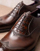 Dark Brown Leather Wingtip Oxfords Lace Up Formals - Formal Shoes