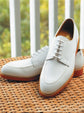 White Buck Onslow Derby Shoes-Formal Shoes