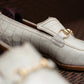White Croc Emeric Leather Slip On Horsebit Loafers - Loafers Shoes