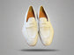 White Italian Suede Leather Penny Loafers - Loafers Shoes