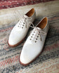 White Leather Mariselle Whole Cut White Stitched Oxfords - Formal Shoes