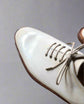 White Leather Mariselle Whole Cut White Stitched Oxfords - Formal Shoes