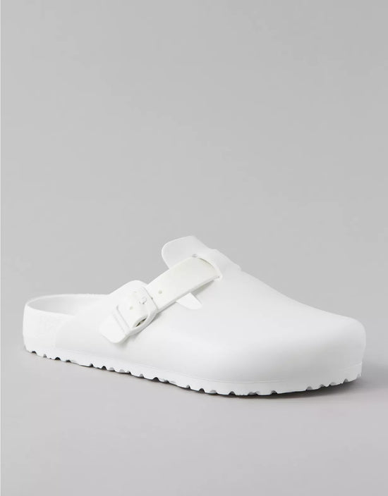 White Leather Pearl Pamper Clogs - Clogs