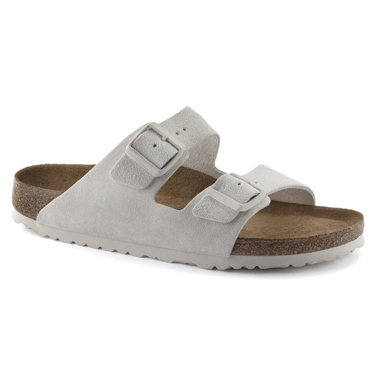 White Suede Leather Ease Comfort Slippers with Buckle - Slippers