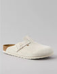 White Suede Pedestal Platforms Clogs - Clogs