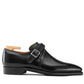 Black Arca Leather Single Buckle Monk Straps Shoes - Formals Shoes - Monk Shoes