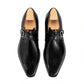 Black Arca Leather Single Buckle Monk Straps Shoes - Formals Shoes - Monk Shoes