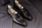 Black Leather Bespoke Hunter lbiza Slip On Cross Component Loafers - Loafers Shoes