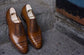 Tan Leather Lagos Croc Print Brogue Toe Cap Oxfords - Formal Shoes