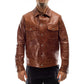 Handmade Men genuine Italian leather jacket brown antiqued - Leather Jackets