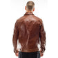 Handmade Men genuine Italian leather jacket brown antiqued - Leather Jackets