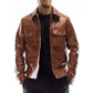 Handmade Men genuine Italian leather jacket brown antiqued - Leather Jackets