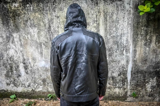 Men's Leather Jacket | winter jacket | urban ninja | biker jacket | black leather jacket | leather hoodie | cyberpunk jacket | jacket